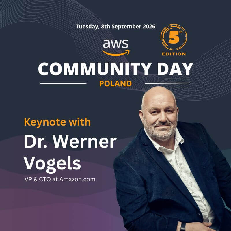 dr Werner Vogels, go艣膰 AWS Community Day Poland 2026